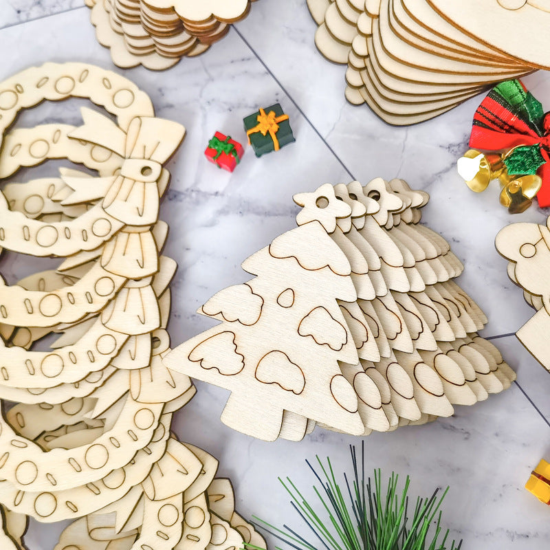 【S1】Wooden accessories for Christmas tree decorations