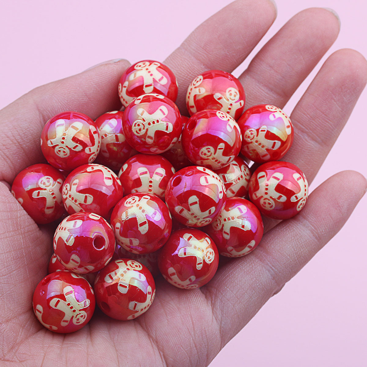 【B9】Christmas-themed UV electroplated beads.RD