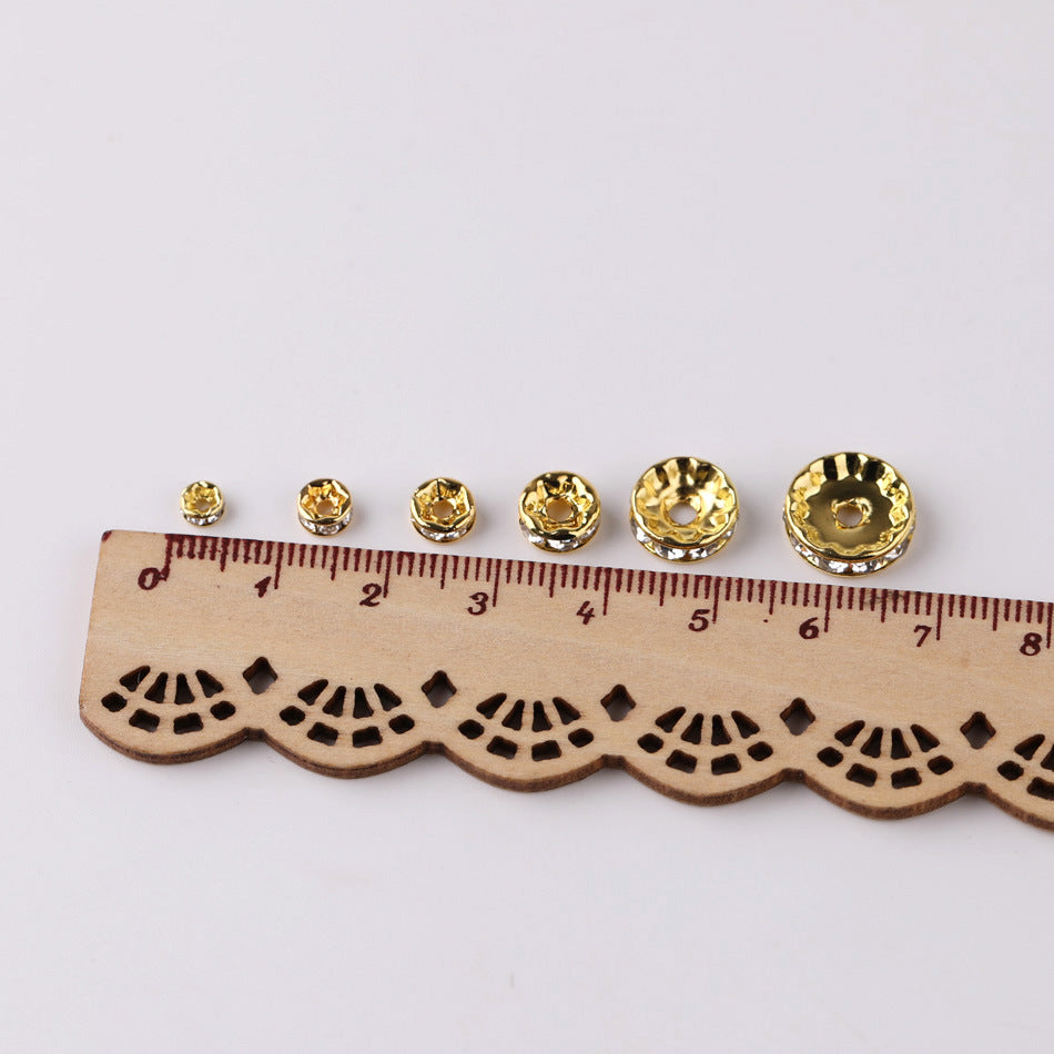 【B5】Beading DIY accessory materials: Colored beaded spacer beads with rhinestones