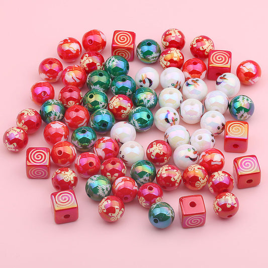 【B9】Christmas-themed UV electroplated beads.RD