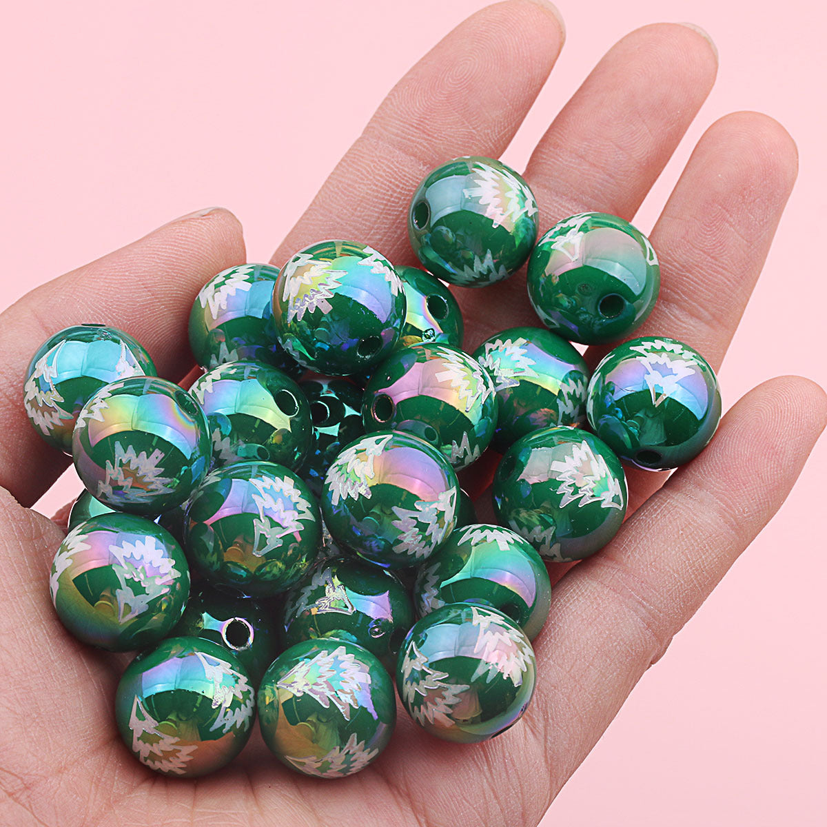 【B9】Christmas-themed UV electroplated beads.RD