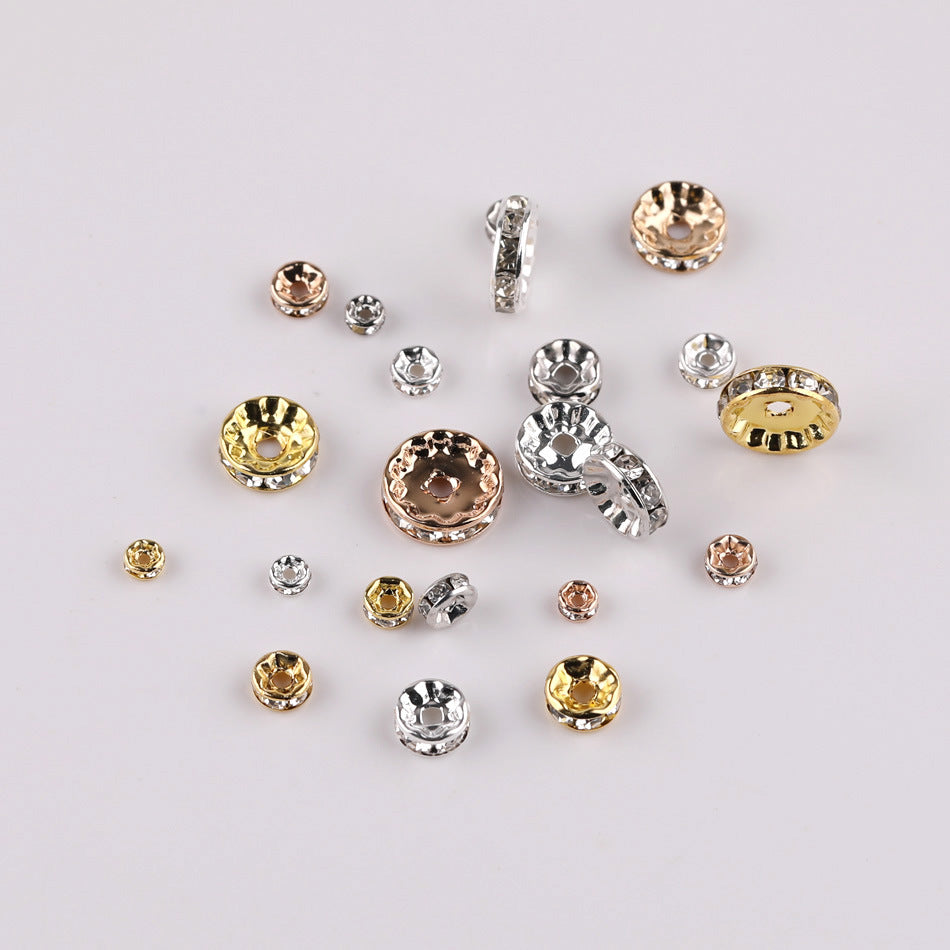 【B5】Beading DIY accessory materials: Colored beaded spacer beads with rhinestones