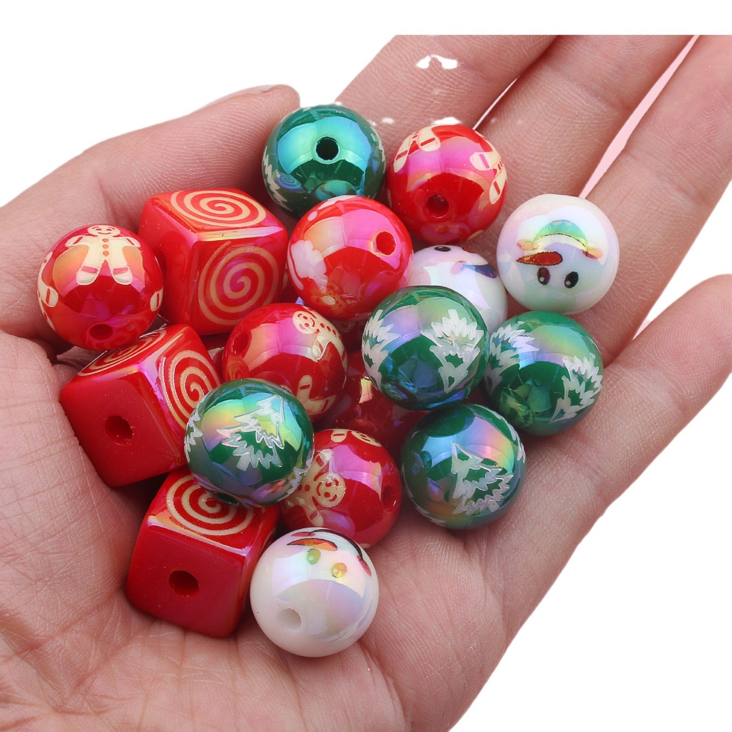 【B9】Christmas-themed UV electroplated beads.RD