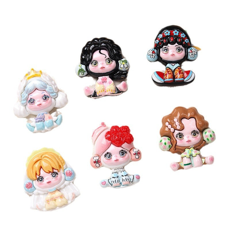 【B11】Cute Sitting Girl Double - Clip Hair Accessories